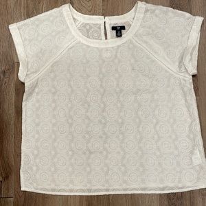 GAP Short Sleeve Eyelet Shirt In Optic White Womens